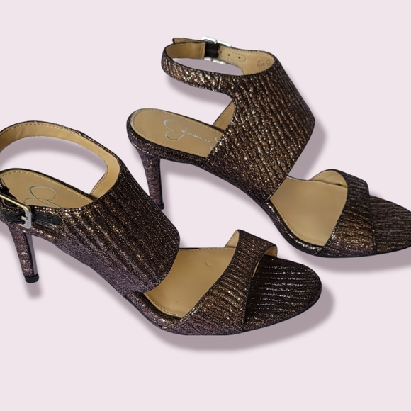 JESSICA SIMPSON - ELARI STRAPPY OPEN TOE PUMP - NEW!! BEAUTIFUL! SPARKLE - Picture 5 of 10